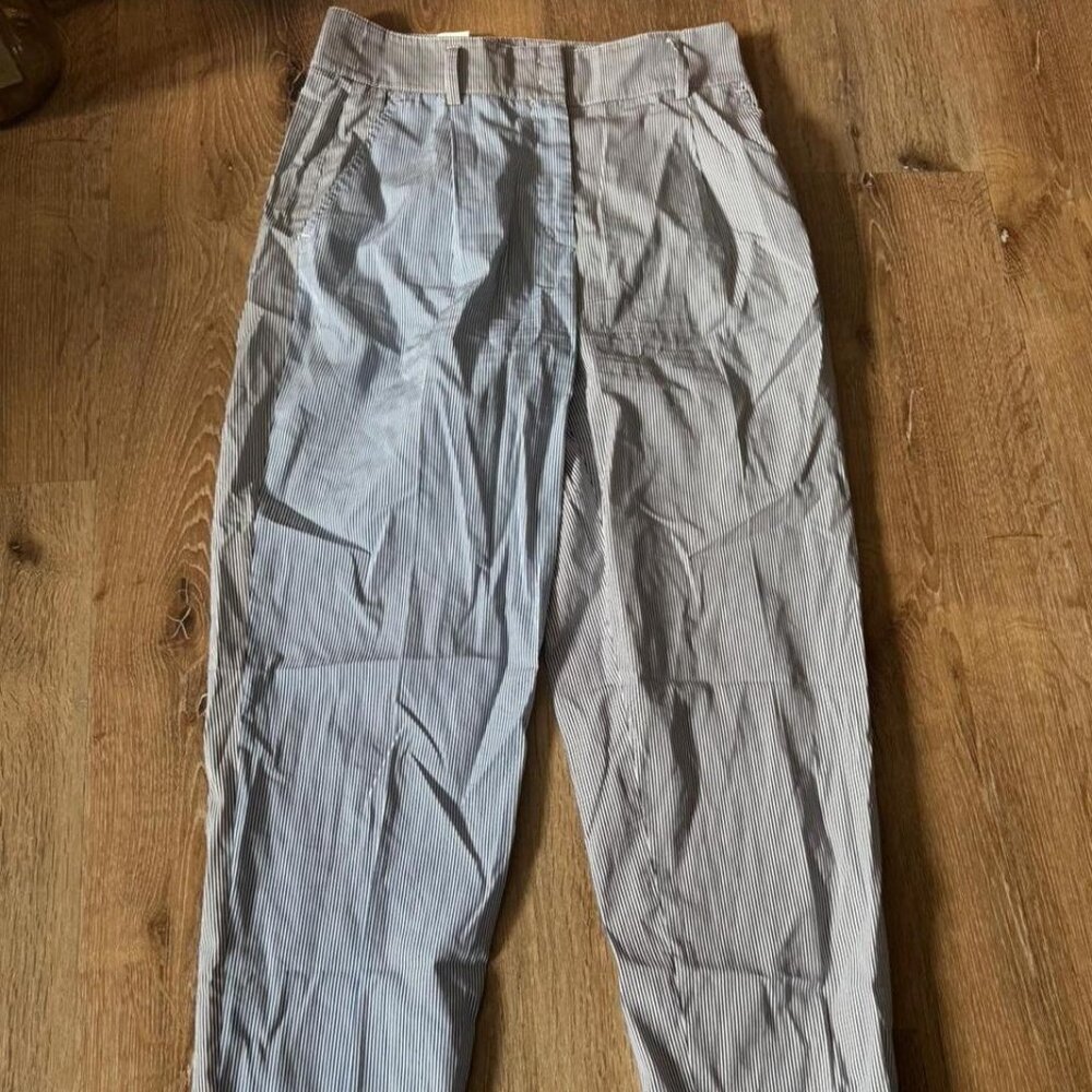Akris Punto blue and black white stripe high waisted Cotton trousers size 4
